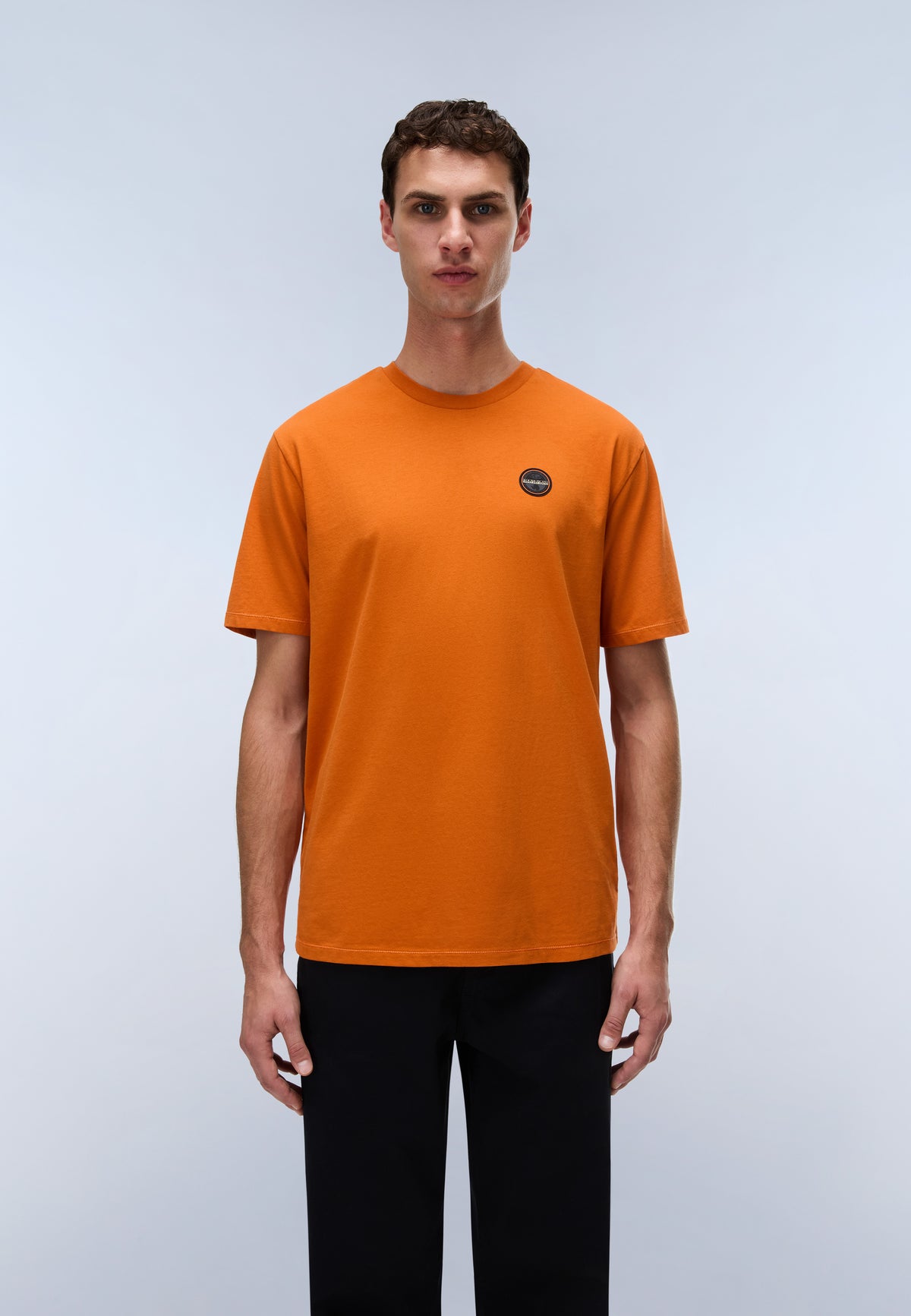 Napapijri Badge Jersey Short Sleeve T-Shirt Orange Gold Men - 3