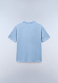 T-Shirt à Manches Courtes en Jersey Badge Bleu Denim - 5