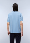 T-Shirt à Manches Courtes en Jersey Badge Bleu Denim - 4