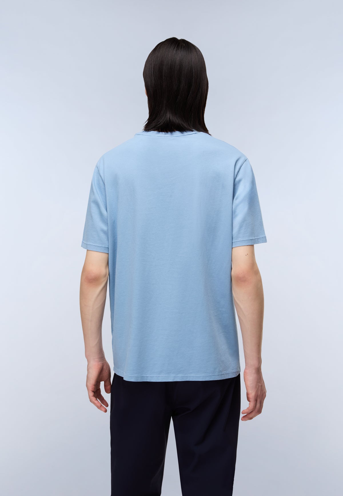 T-Shirt à Manches Courtes en Jersey Badge Bleu Denim - 4