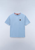 T-Shirt à Manches Courtes en Jersey Badge Bleu Denim - 1