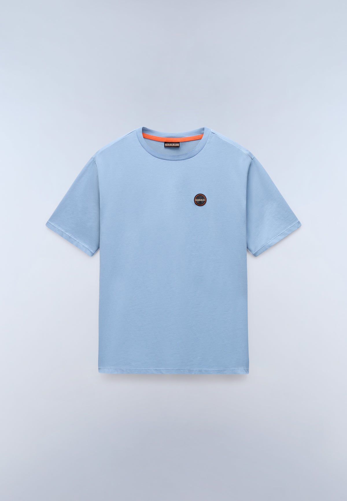 T-Shirt à Manches Courtes en Jersey Badge Bleu Denim - 1