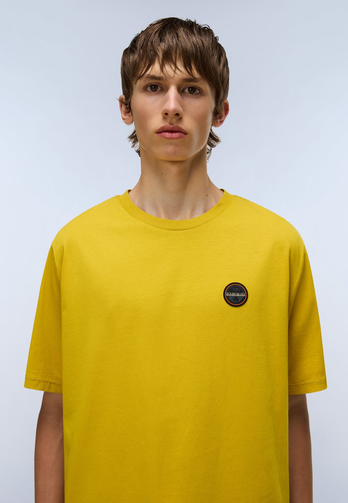 T-Shirt à Manches Courtes en Jersey Badge Jaune Gold - 2