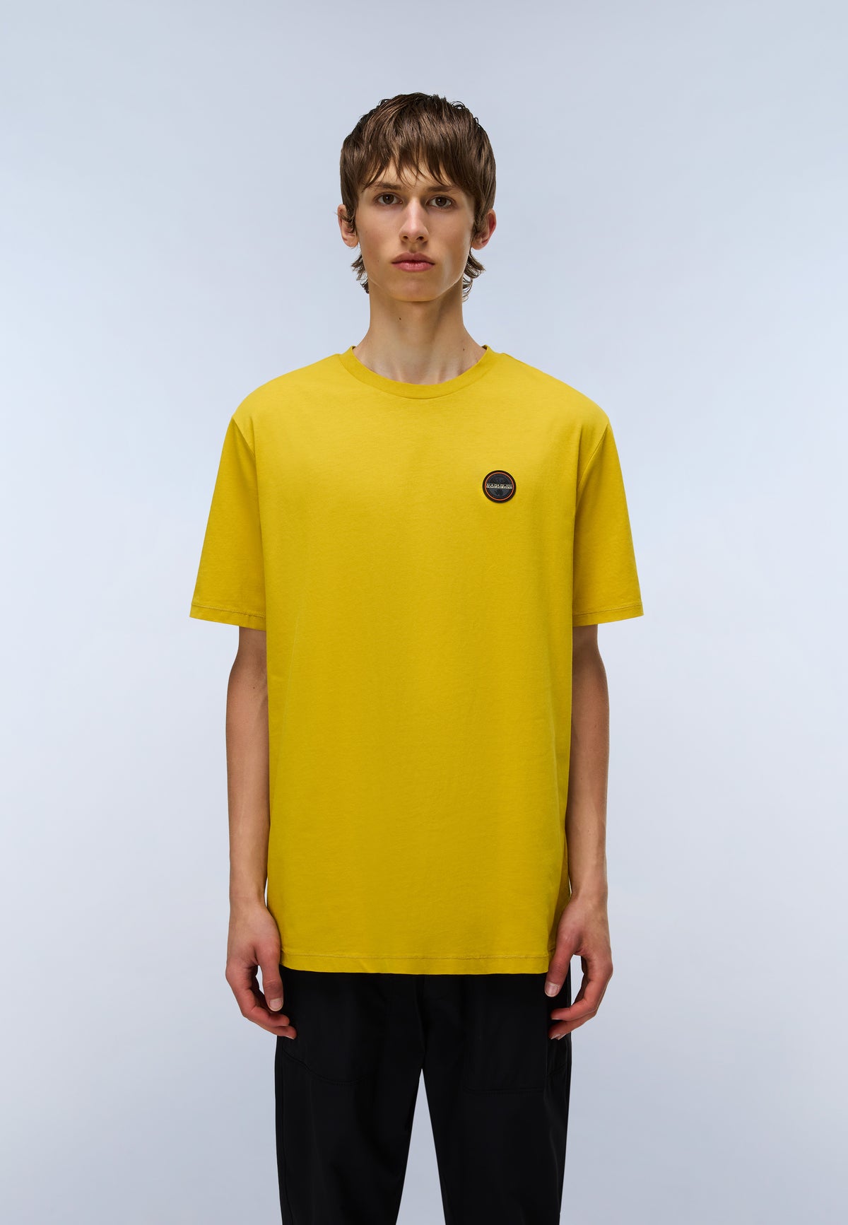 T-Shirt à Manches Courtes en Jersey Badge Jaune Gold - 3