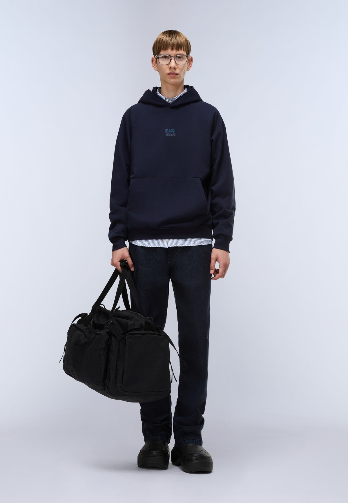 Elevated Logo French Terry Hoodie Dark Blue - 3