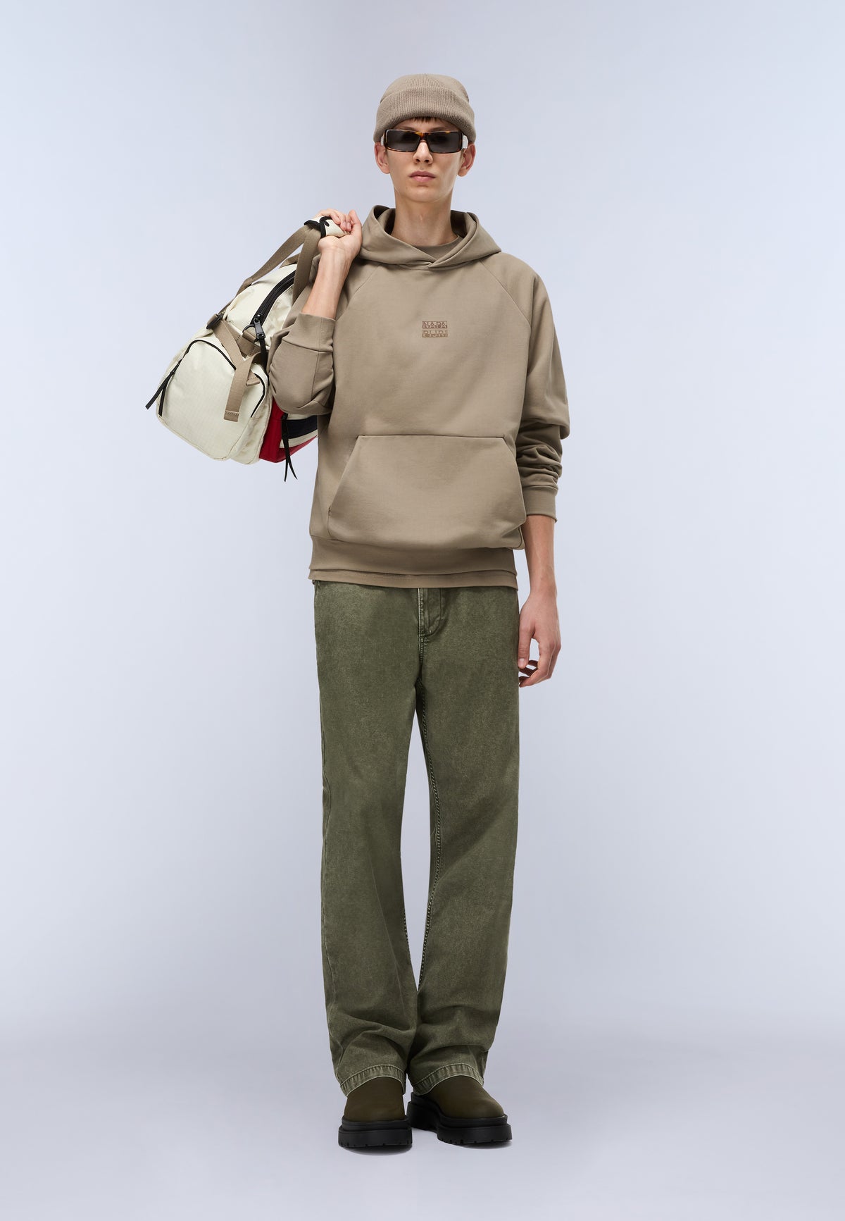 Elevated Logo French Terry Hoodie Beige - 3