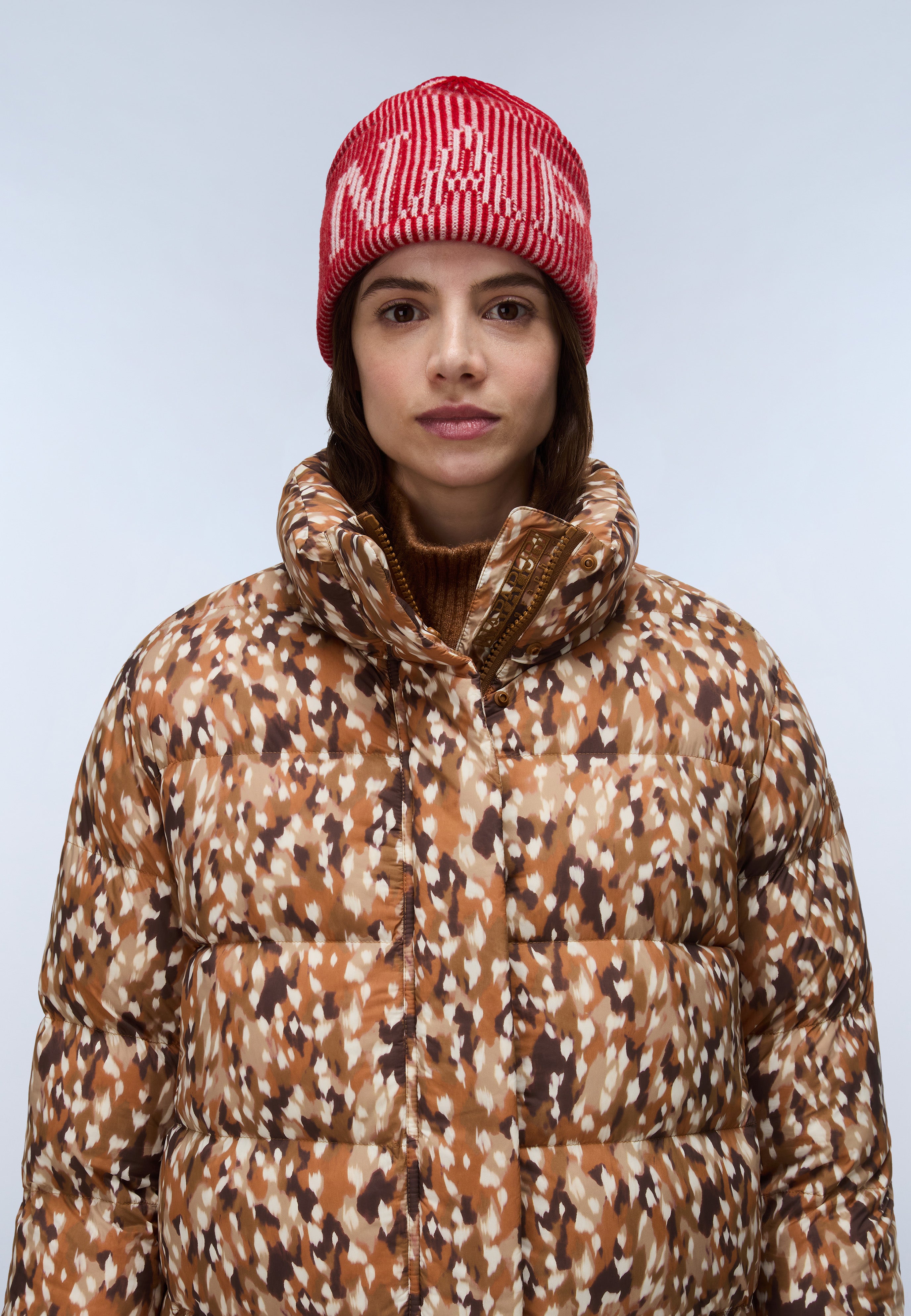 Glane All Over Print Stand Puffer Jacket - Multicolour FZX