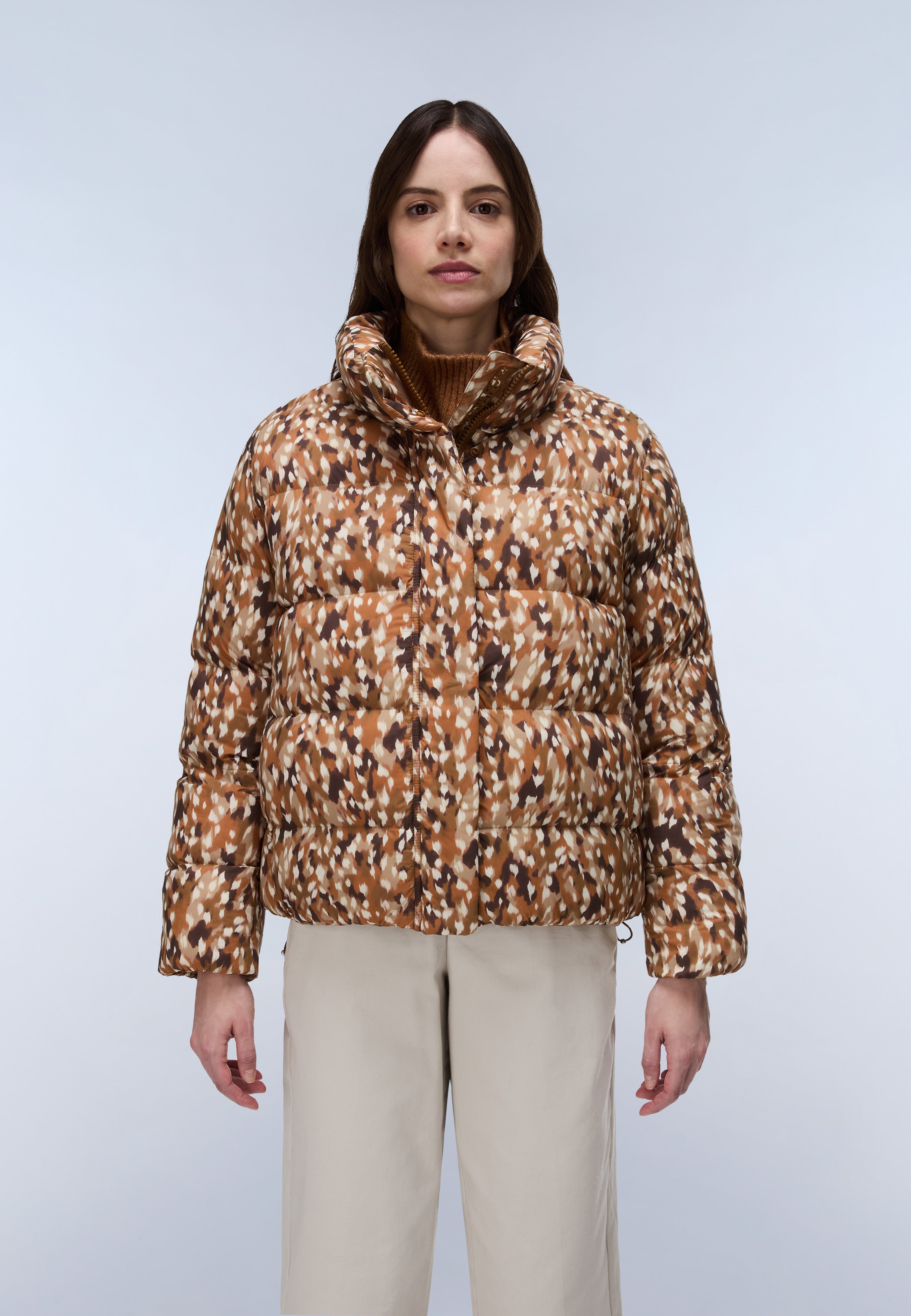 Glane All Over Print Stand Puffer Jacket - Multicolour FZX
