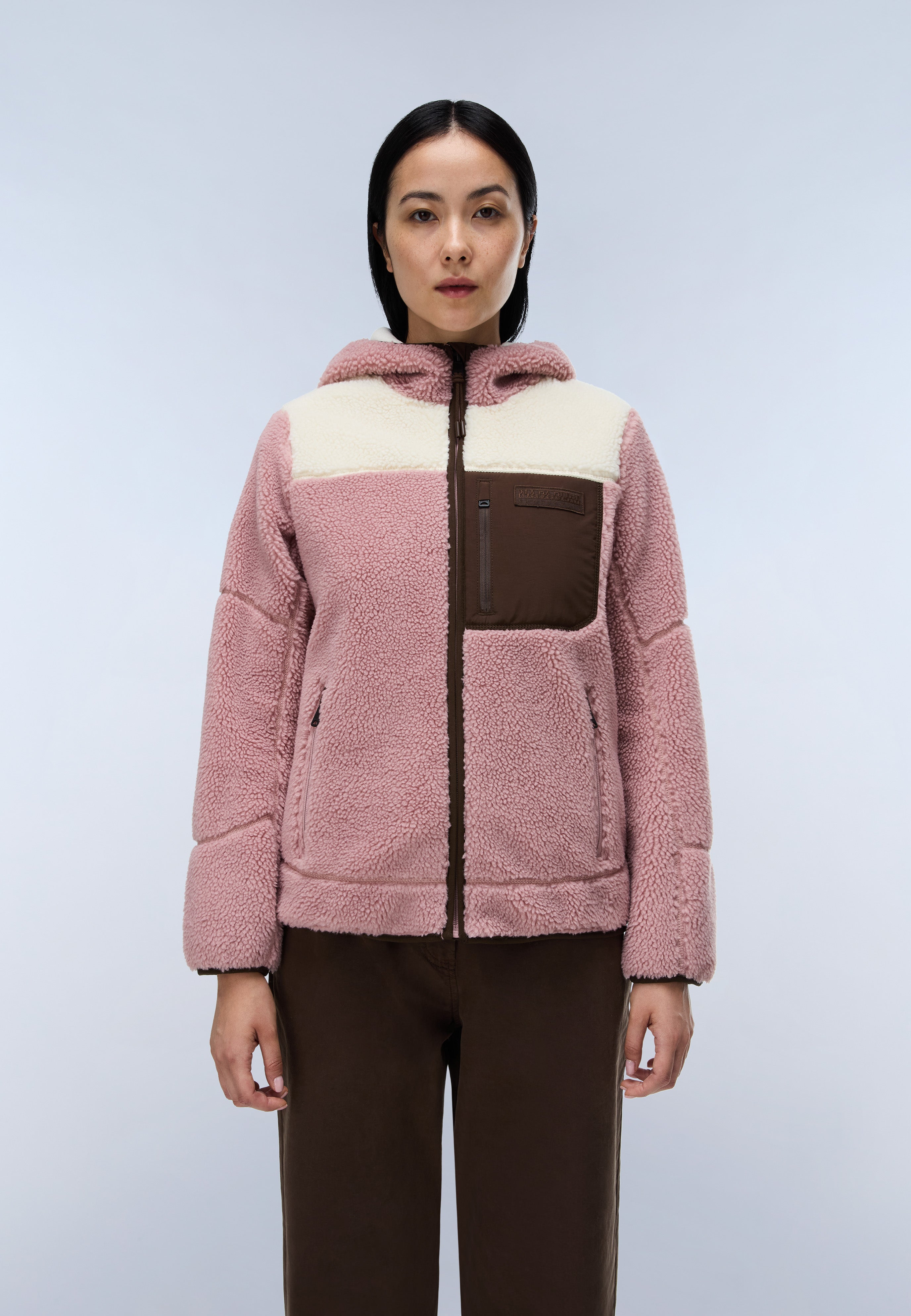 Napapijri Yupik Full-Zip Fleece Hoodie Women Pink