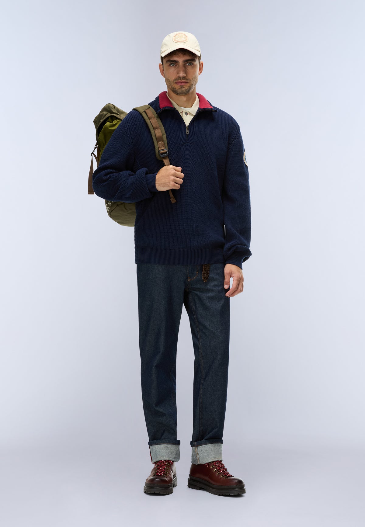 Napapijri Archive Knit Half-Zip Jumper Dark Blue Men - 3