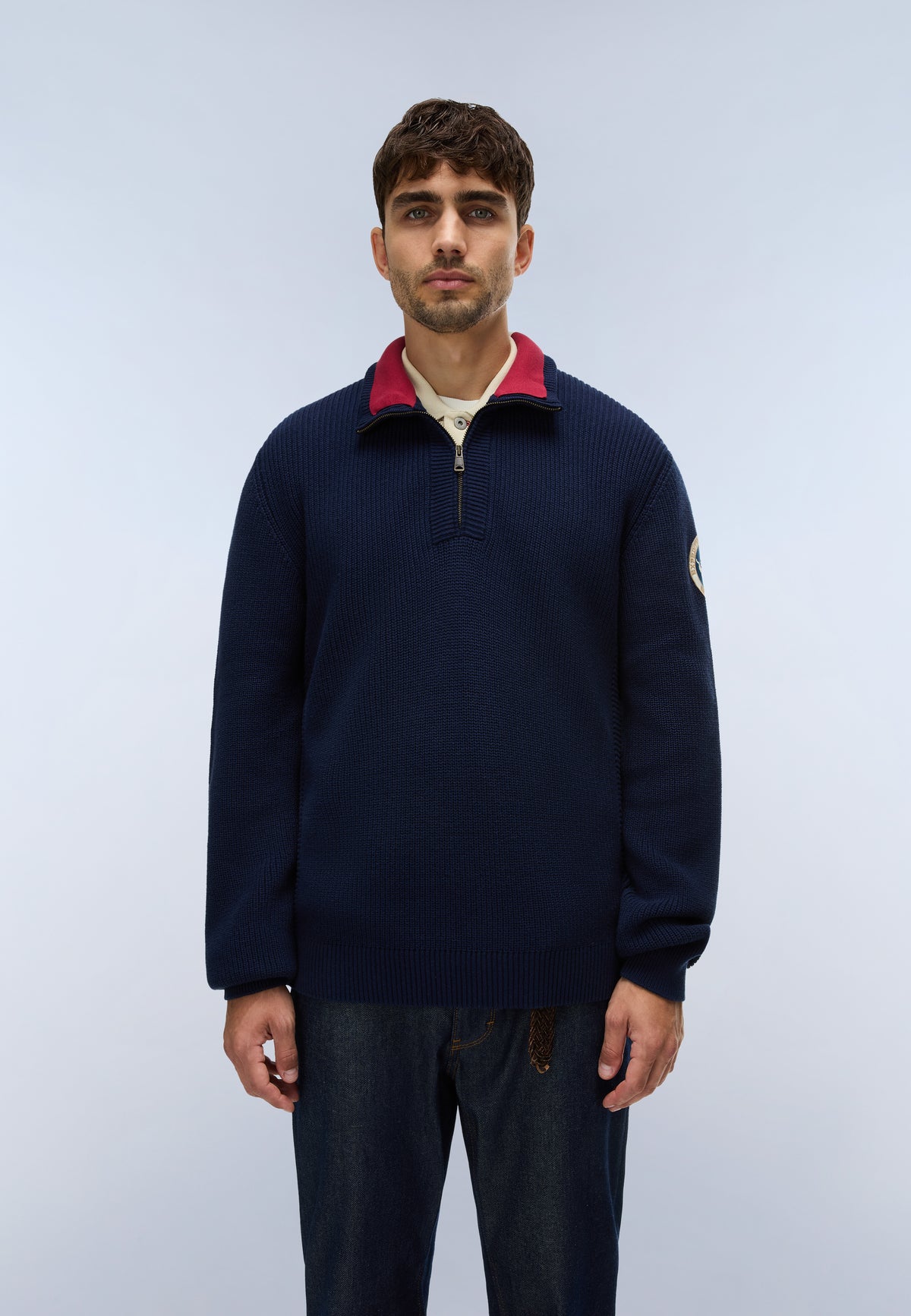 Napapijri Archive Knit Half-Zip Jumper Dark Blue Men - 4