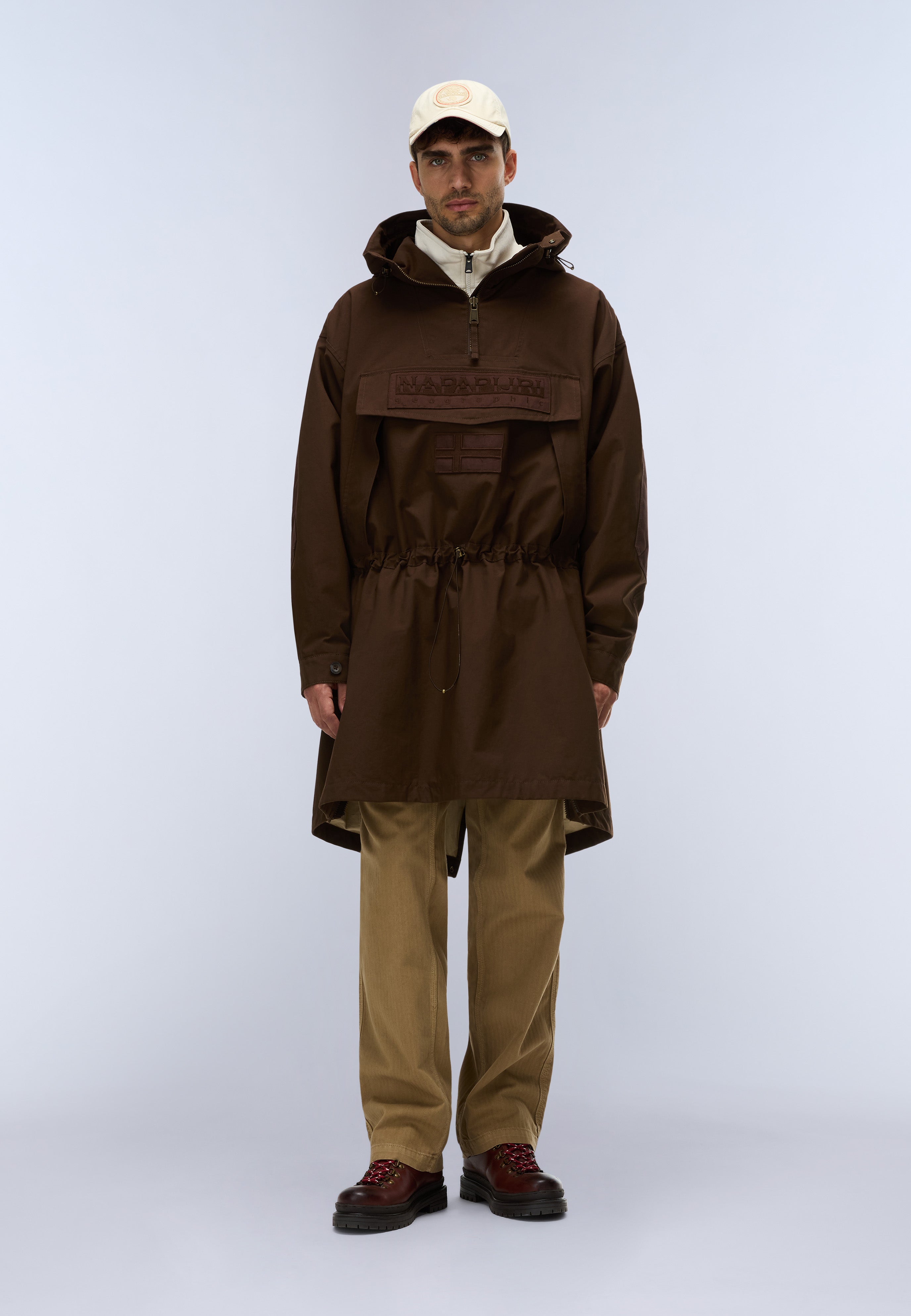 Napapijri Skidoo Cotton Anorak Jacket Men Dark Brown