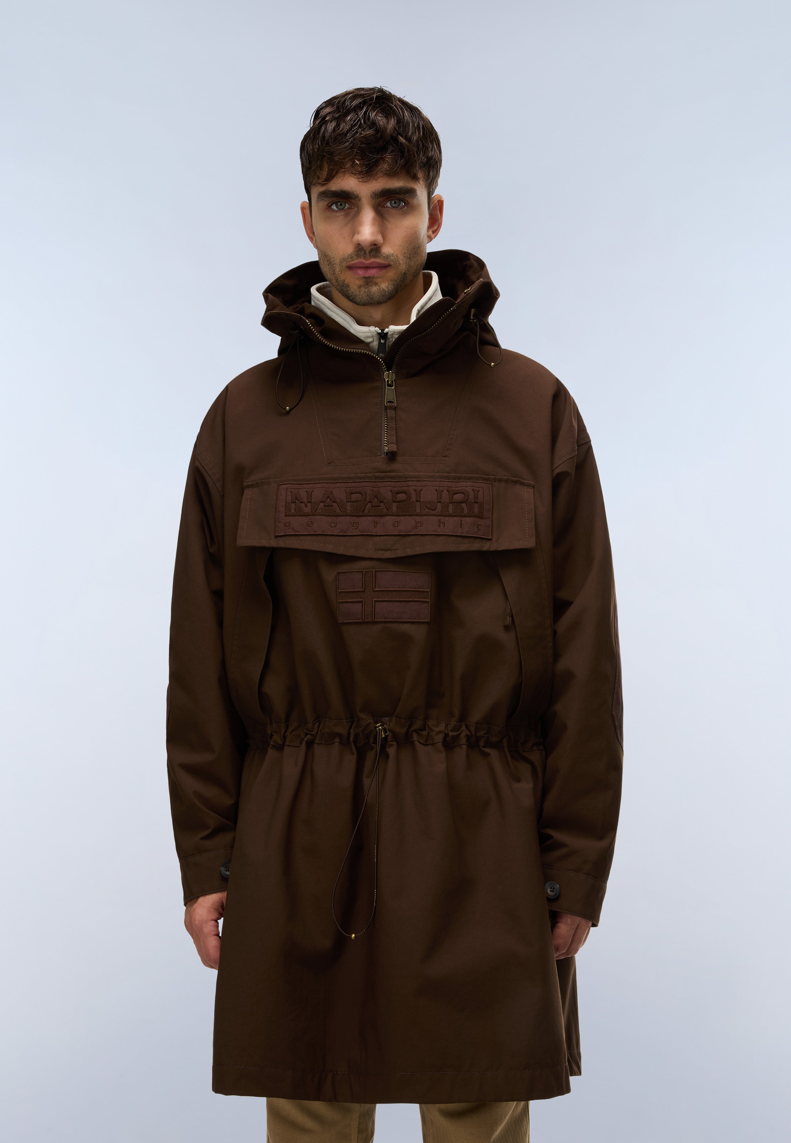 Napapijri Skidoo Cotton Anorak Jacket Men Dark Brown