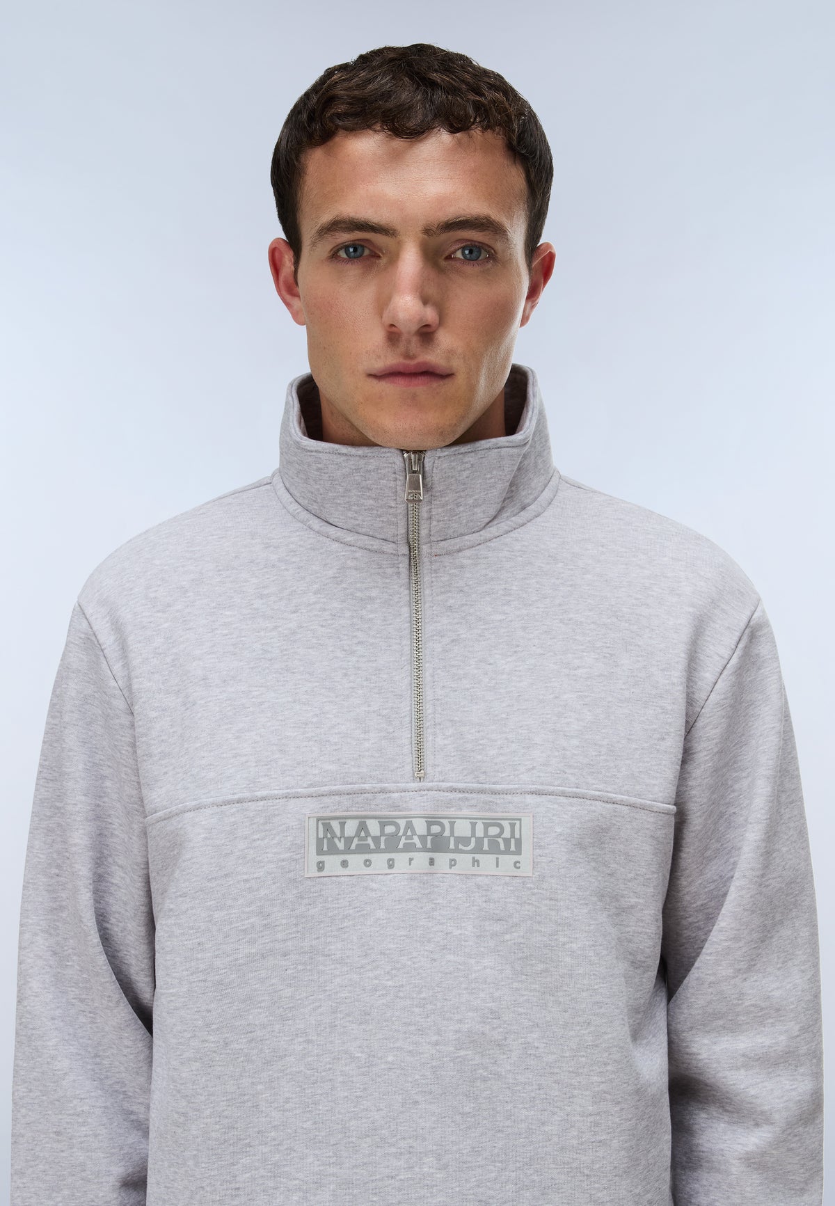 Box Logo Half-Zip Sweatshirt Light Grey - 2
