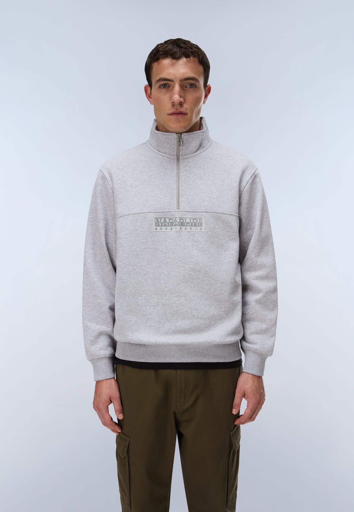 Box Logo Half-Zip Sweatshirt Light Grey - 3