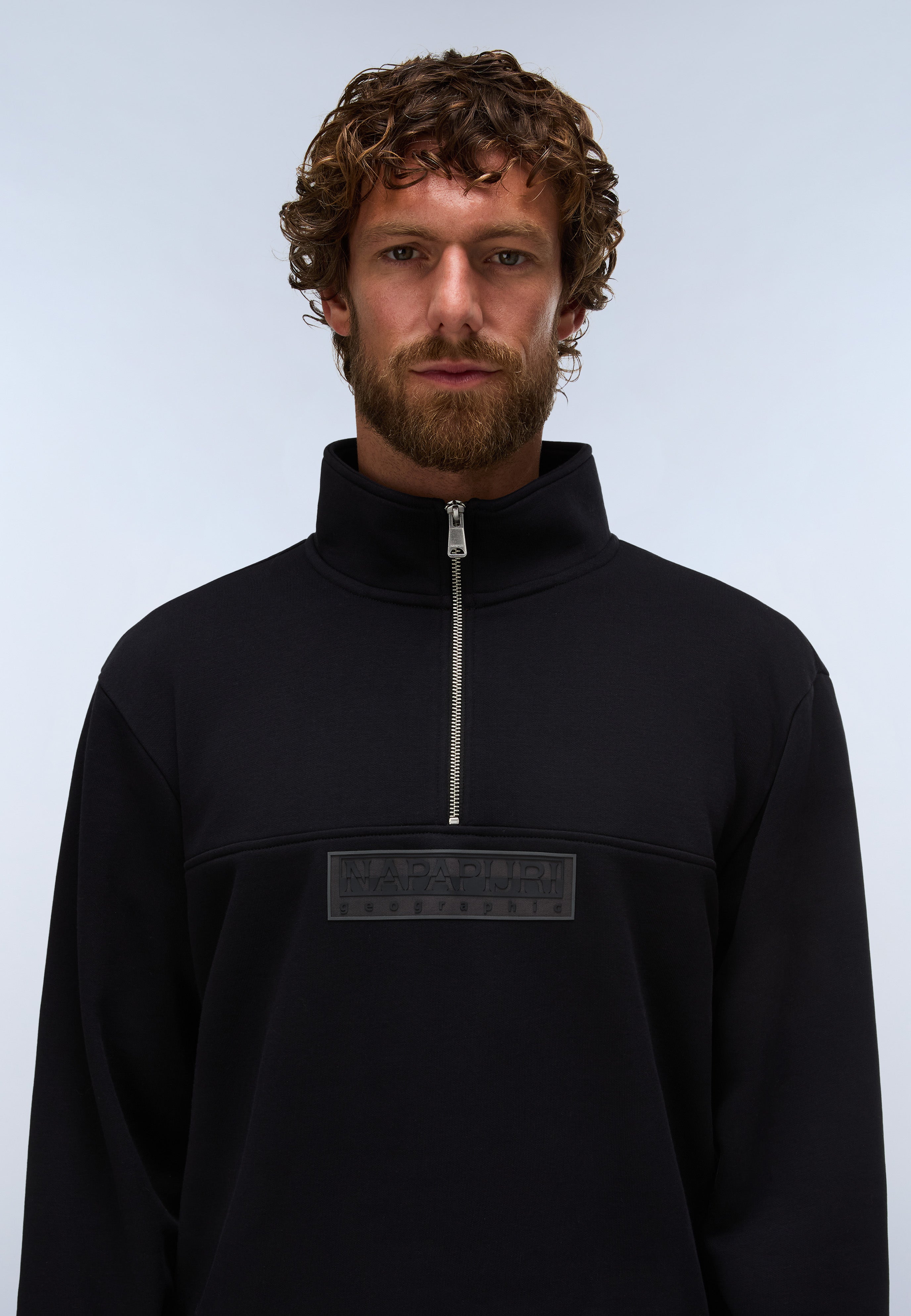 Napapijri Box Logo Half-Zip Sweatshirt Men Black