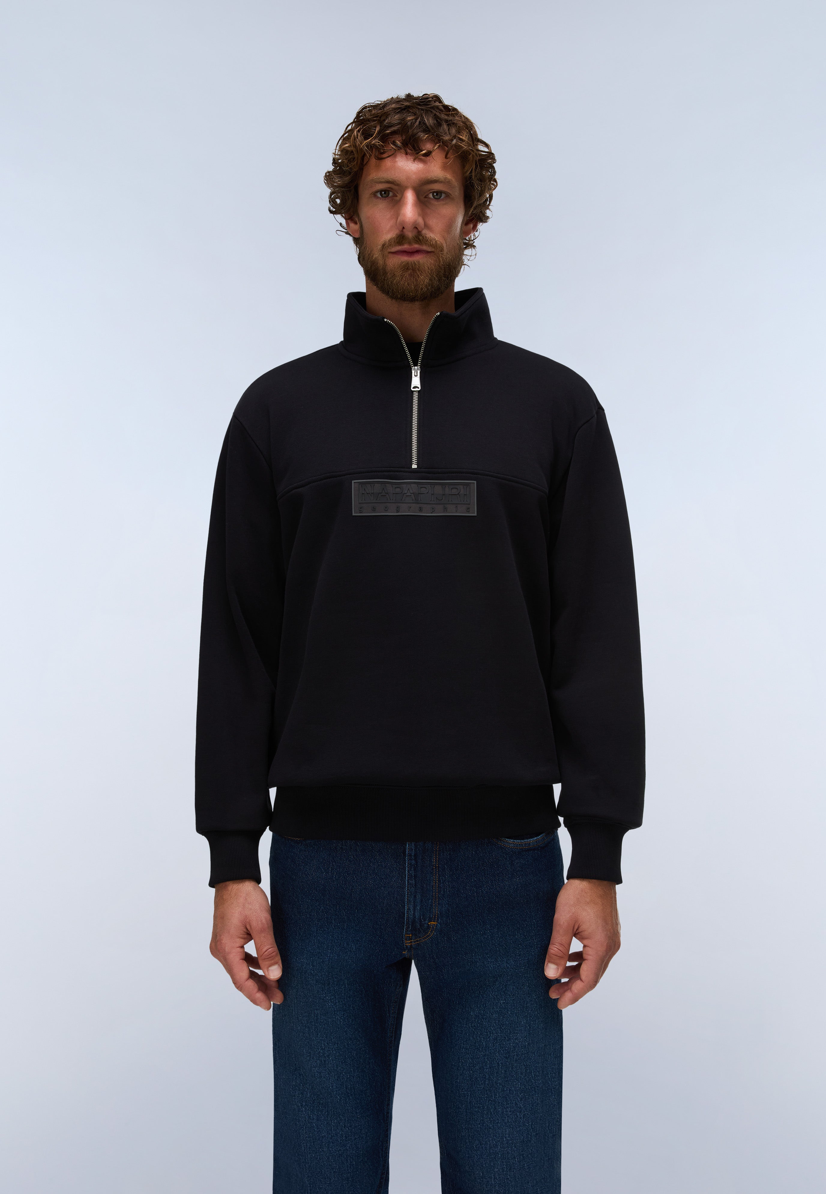 Napapijri Box Logo Half-Zip Sweatshirt Men Black
