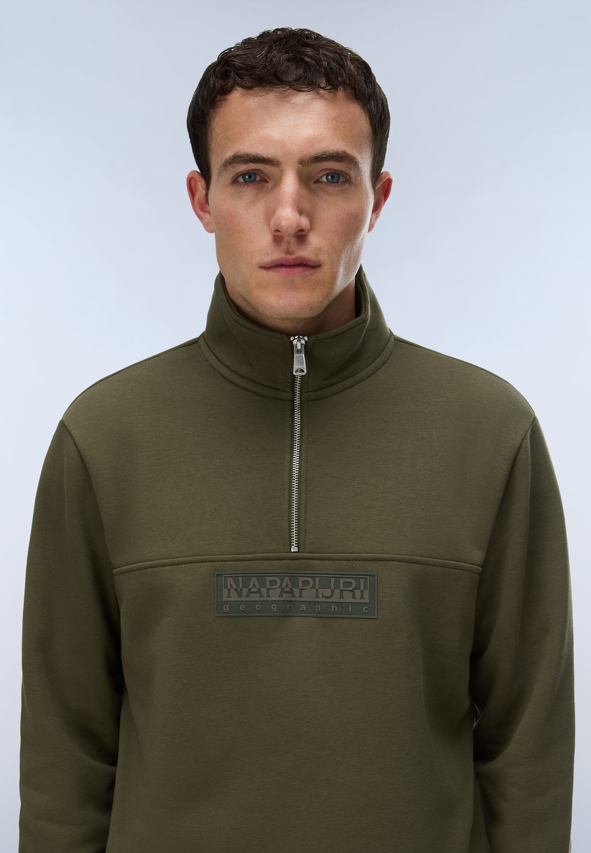 Box Logo Half-Zip Sweatshirt Green Olive Night - 2
