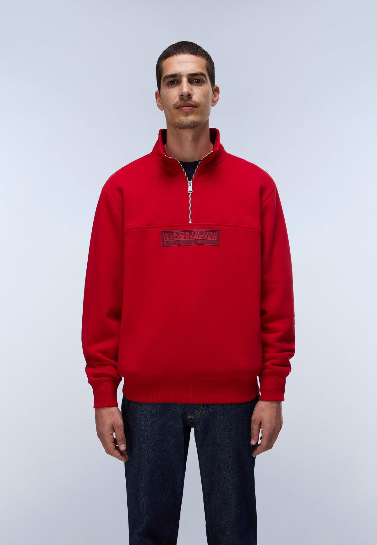 Box Logo Half-Zip Sweatshirt Red - 3