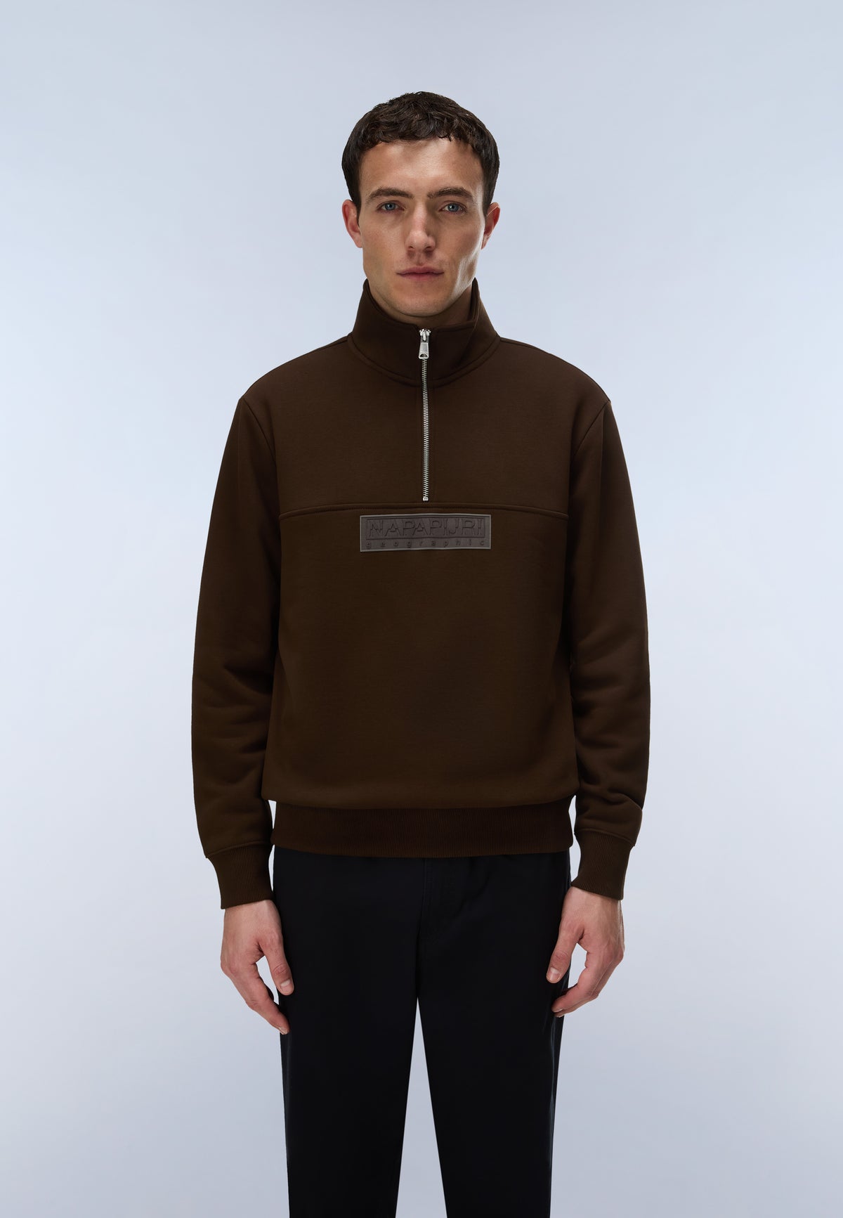 Box Logo Half-Zip Sweatshirt Dark Brown - 3